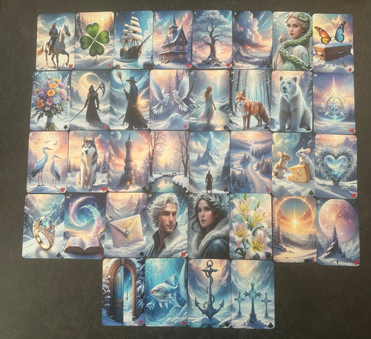 Kartendeck: Das Winterparadies Lenormand 36 Karten zzgl. 10 Zusatzkarten
