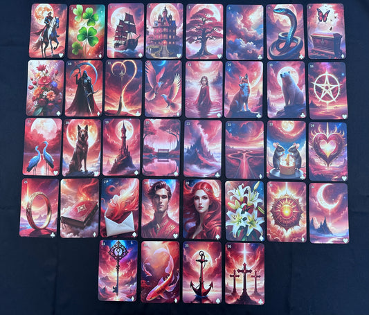 Kartendeck: Das mystic Rubin Lenormand 36 Karten zzgl. 12 Zusatzkarten