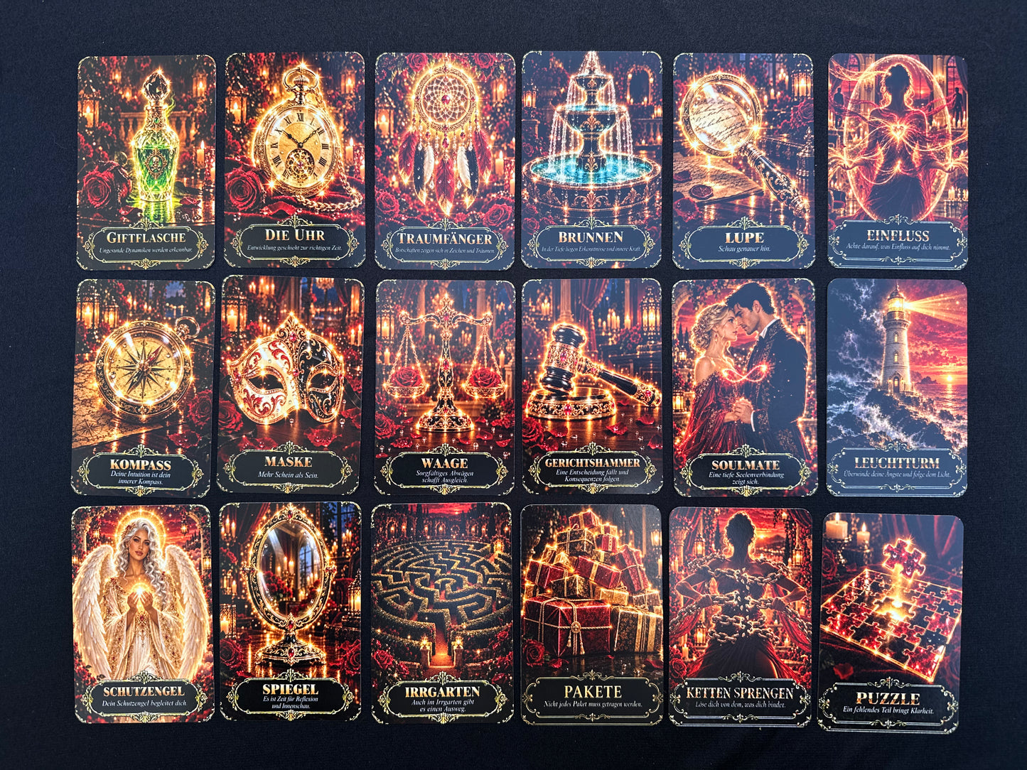 Kartendeck: Das Lenormand im Glanz der Rosen 36 Karten zzgl. 18 Zusatzkarten