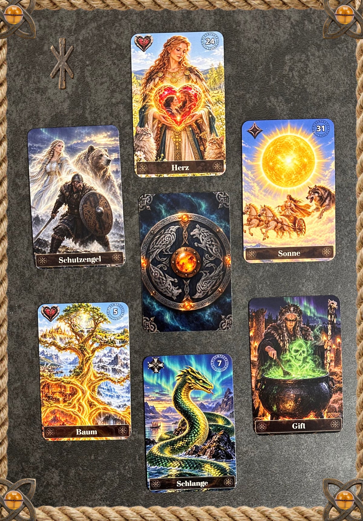 Kartendeck: Das Lenormand der nordischen Legenden 36 Karten zzgl. 18 Zusatzkarten