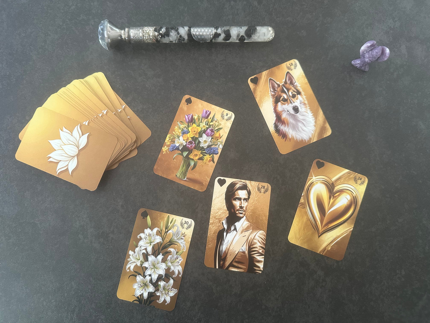 Kartendeck: Das golden Glanz Lenormand 36 Karten zzgl. 10 Zusatzkarten