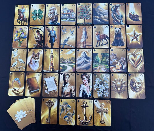 Kartendeck: Das golden Glanz Lenormand 36 Karten zzgl. 10 Zusatzkarten