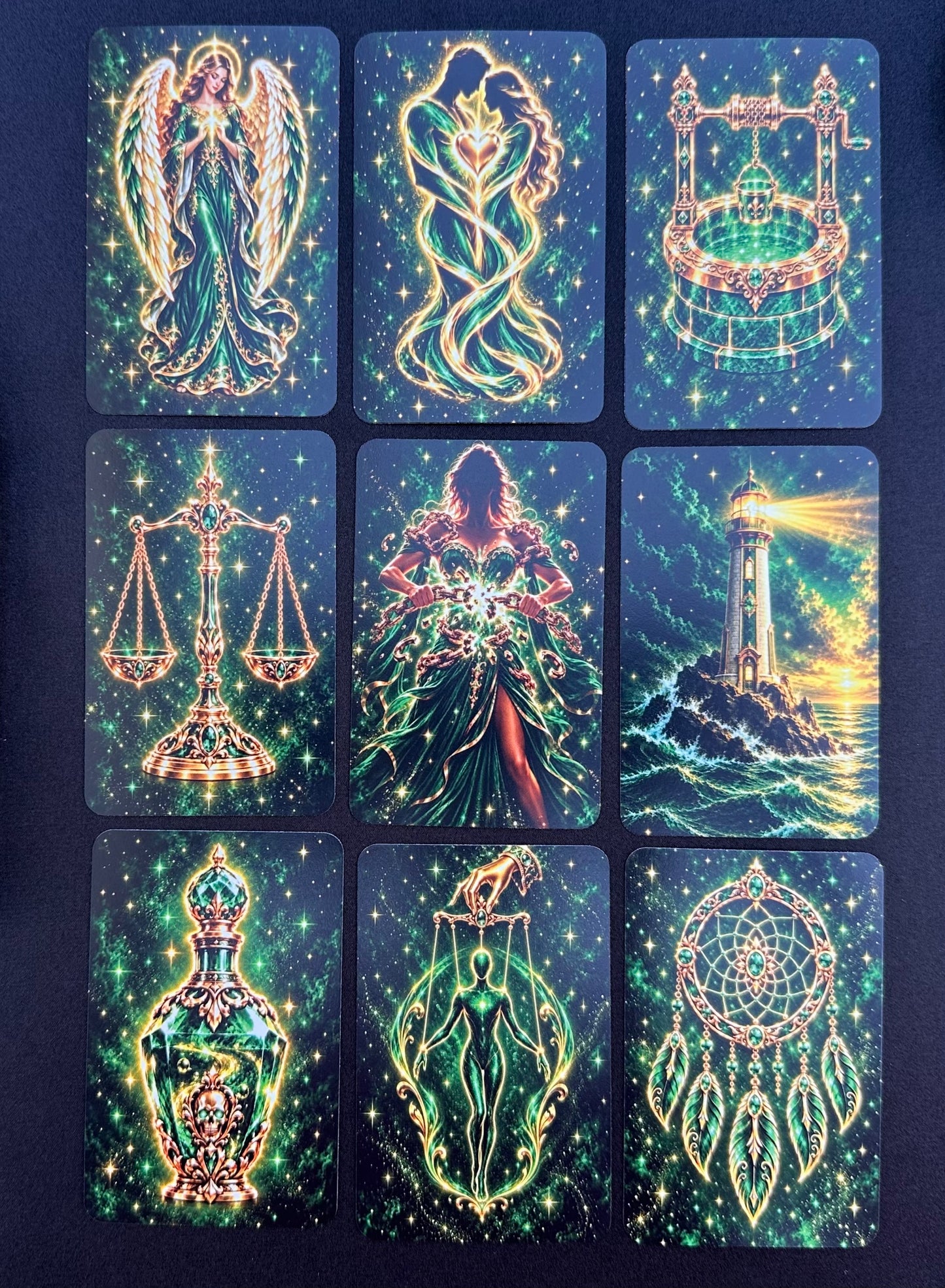Kartendeck: Das Lenormand der smaragdgrünen Nacht 36 Karten zzgl. 18 Zusatzkarten