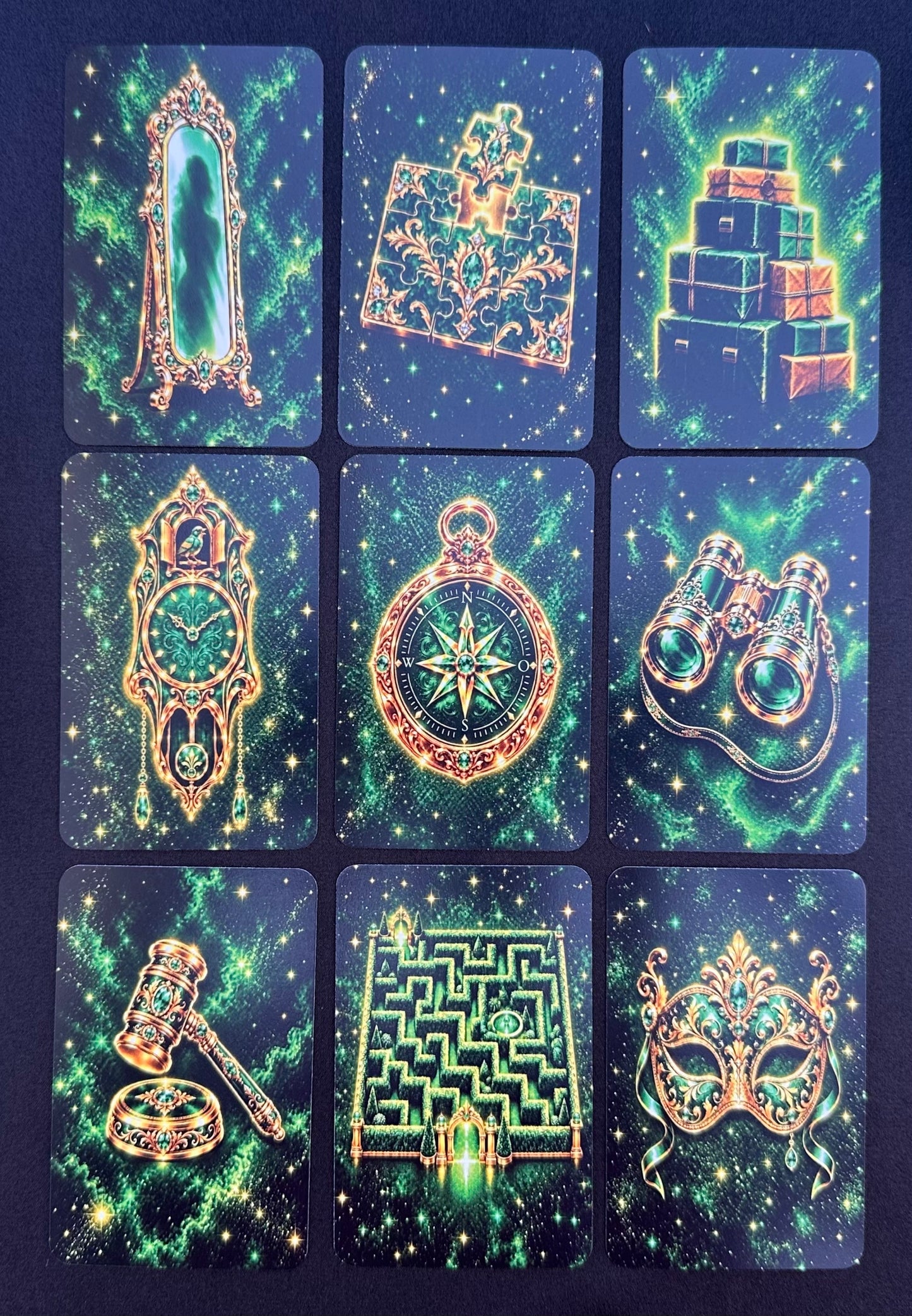 Kartendeck: Das Lenormand der smaragdgrünen Nacht 36 Karten zzgl. 18 Zusatzkarten