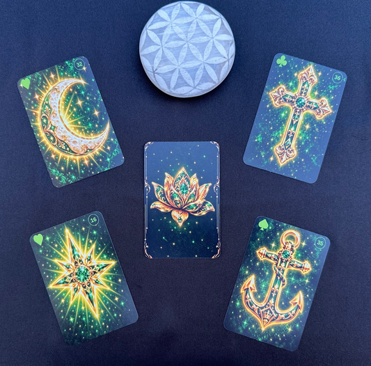 Kartendeck: Das Lenormand der smaragdgrünen Nacht 36 Karten zzgl. 18 Zusatzkarten